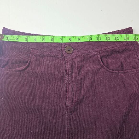 Zara Women's Burgundy Ribbed Corduroy Slash Pocket A-Line Mini Skirt Size Large‎ - Picture 5 of 6